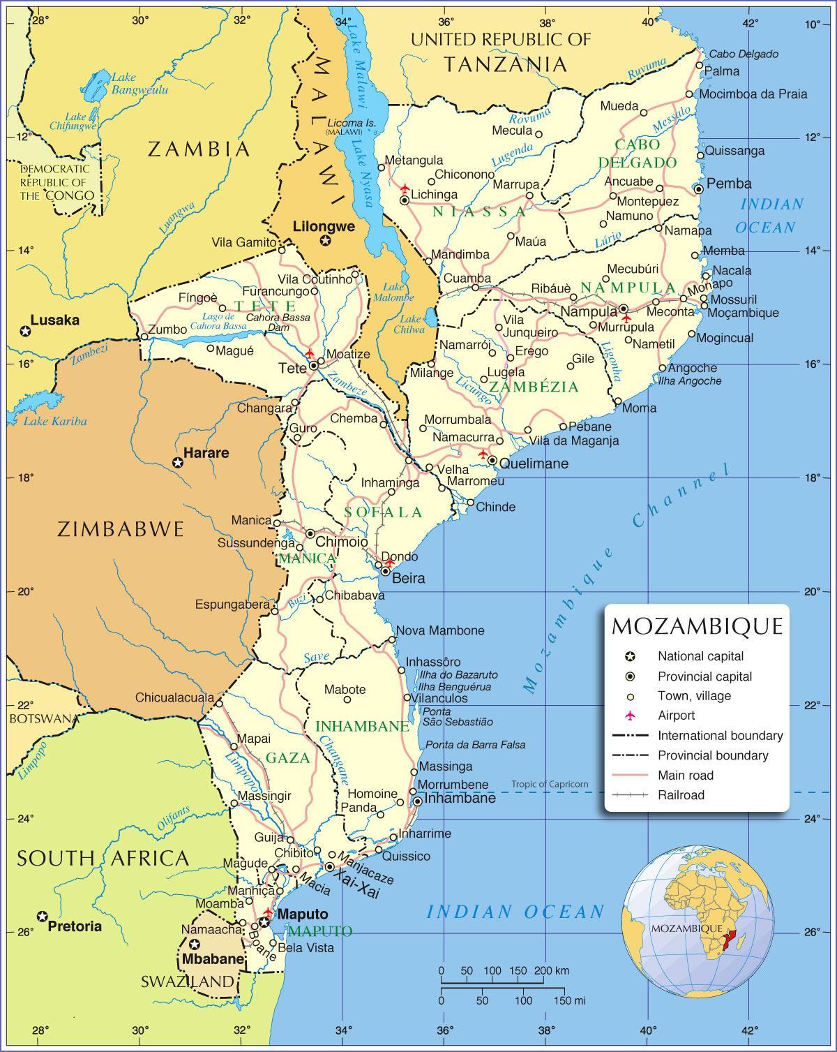 Mozambik rek zemljevid