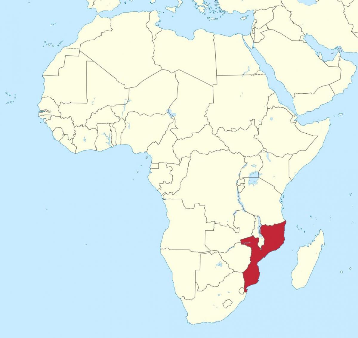 zemljevid Mozambik v afriki